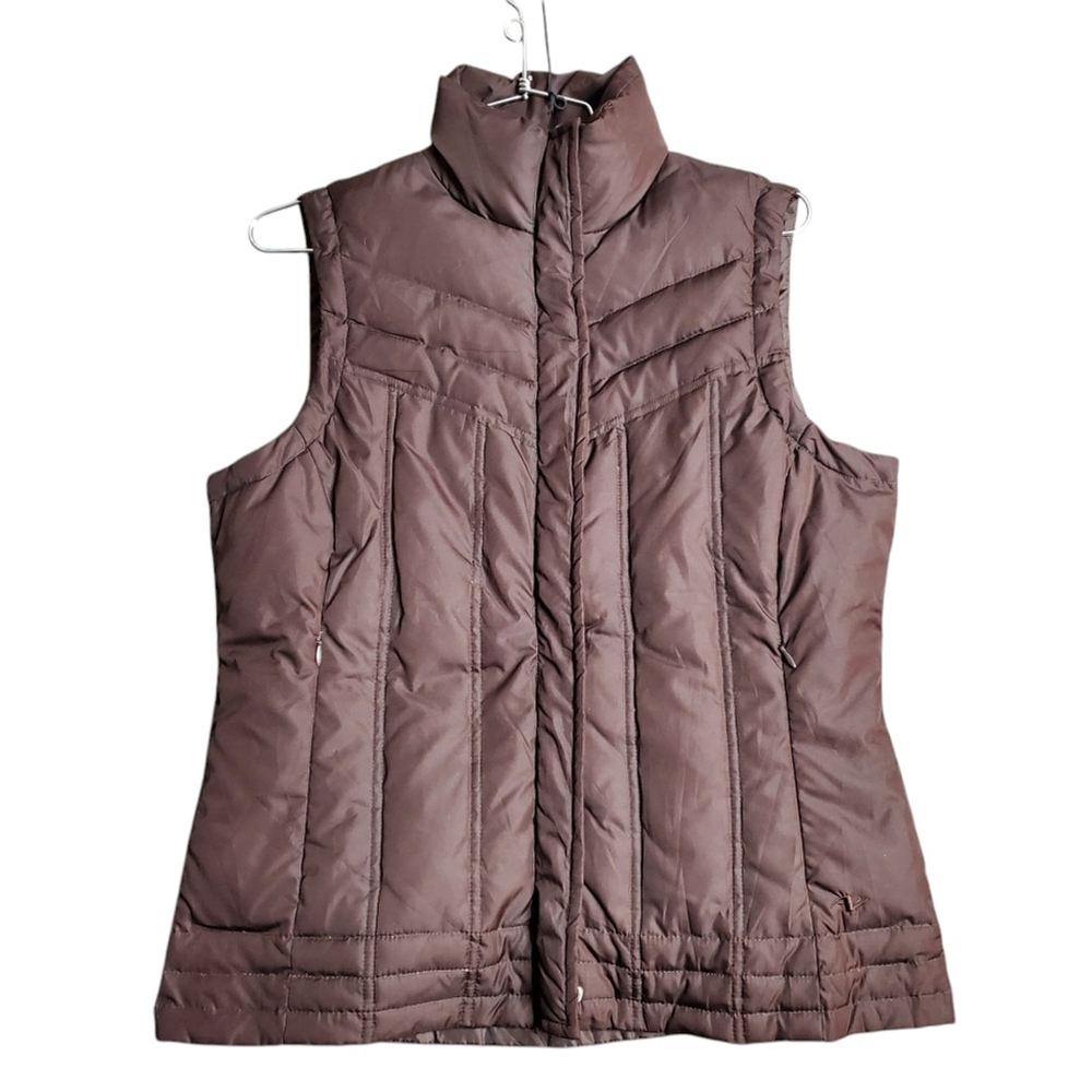 Athletic Works Puffer Vest Down Fill Gorpcore Y2K 70s-Style Quilted Brown Small